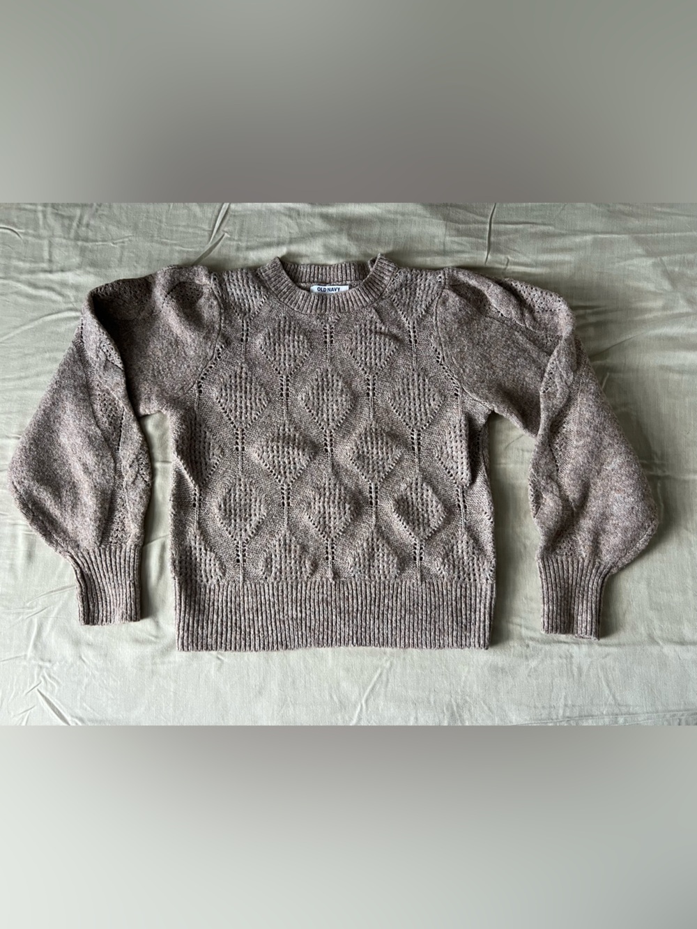 Old Navy Women's Taupe Textured Crewneck Sweater